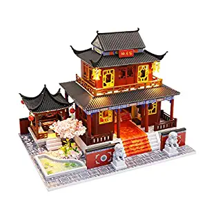 Cool Beans Boutique 1:24 Miniature DIY Dollhouse Kit - Wooden Asian Palace with Dust Cover - Architecture Model kit (English Manual) M909Palace (Asian Palace)