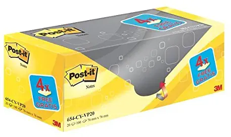 Post-it 76 x 76 mm"Value Pack" Notes - Canary Yellow (Pack of 20)