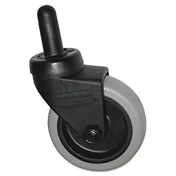 Rubbermaid Commercial Replacement Swivel Caster, Bayonet, 3in Wheel, Black - one caster.