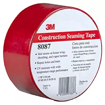 3M Construction Seaming Tape 8087 Red, 48 mm x 50 m, 1 7/8 in x 55 yd (Pack of 1)