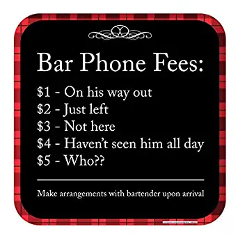 Bar Phone Fees Sign, Includes Holes, 3M Reflective, Aluminum, 12" X 12", USA