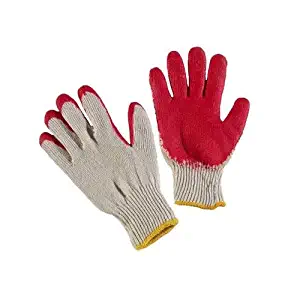 G & F 3106-10 String Knit Palm, Latex Dipped Nitrile Coated Work Gloves For General Purpose, 10-Pairsper Pack, Red, Large