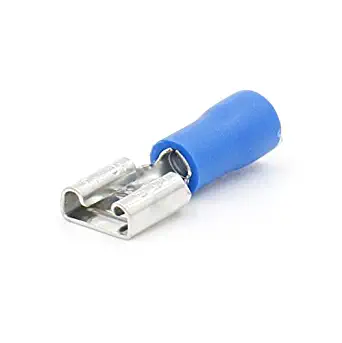 Baomain Female Quick disconnects Vinyl Insulated Spade Wire Connector Electrical Crimp Terminal 16-14 AWG 6.3mm Blue 100 Pack