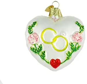 Old World Christmas Bride and Groom Gifts Glass Blown Ornaments for Christmas Tree Wedding Heart
