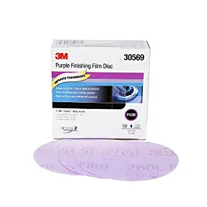 3M Hookit Purple Finishing Film Abrasive Disc 260L, 30569, 5 in, P1000, 50 discs per carton