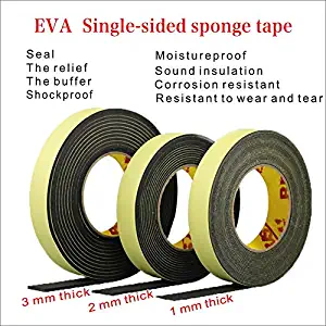 EVA Black Single-Sided Foam Tape is Highly Viscose, Waterproof, Shockproof and soundproof (Black, 1mm Thick 25mm Wide 10m Long)