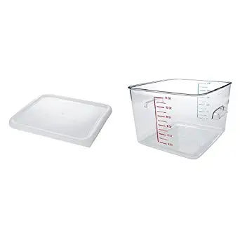 Rubbermaid Commercial Space Saving Food Service Container with Lid, 12-Quart, Clear, FG631200 and FG652300WHT