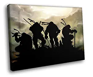 H5D7539 TMNT Silhouette Teenage Mutant Ninja Turtles Art 20x16 FRAMED CANVAS PRINT