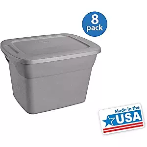 Sterilite 18 Gallon Tote Box- Steel, Set Of 8