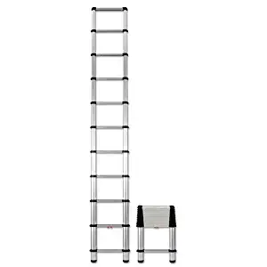 Telesteps 1400E Telescopic Extension Ladder, 14 ft, 250lb, 10-Step, Aluminum