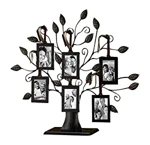 Klikel 13" Medium Bronze Family Tree of Life Centerpiece Display Stand With 6 Hanging Photo Picture Frames