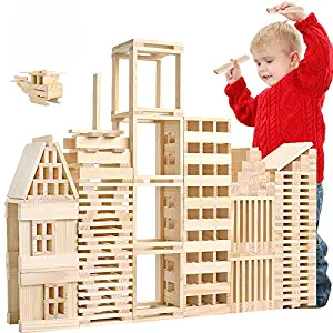 LOOBANI 200 Pcs Kids Toddlers Building Blocks Wooden Toys Set, Suitable for Boys & Girls Above 3 Years Old (200 pcs)