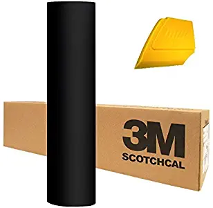 3M Scotchcal Electrocut Adhesive Graphic Vinyl Film 12" x 24" Roll 2-Pack w/Hard Yellow Detailer Squeegee (Matte Black)