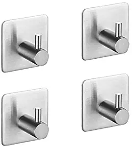 Adhesive Hooks Heavy Duty Wall Hooks,Waterproof Stainless Steel Hooks,Towel Hooks, for Bath Kitchen Garage Heavy Duty Wall Mount Coat Hanging Rack-4 Packs