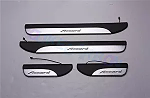 OLIKE for Honda Accord 2013 14 15 16 2017 9TH Sedan Hatchback Fashion Style ABS+Chrome LED Door Sill Scuff Plate Guard Sills Protector Trim (with White led)