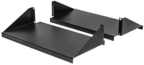 NavePoint Cantilever Server Shelf Rack Mount 19 Inch 2U Black 2 Piece Set Center Weighted