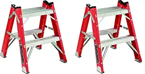Louisville Ladder L-3433-02 Fiberglass Twin Front Step Stool, 375-Pound Load Capacity (2)