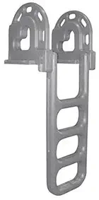 Dock Edge Flip-Up Polyethylene Roto Molded 4-Step Dock Ladder - Grey