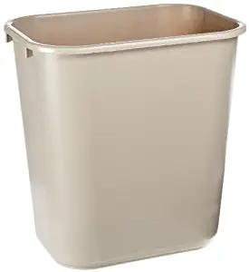 RCP2956BEI - Rubbermaid Deskside Plastic Wastebasket, Rectangular, 7 Gal, Beige