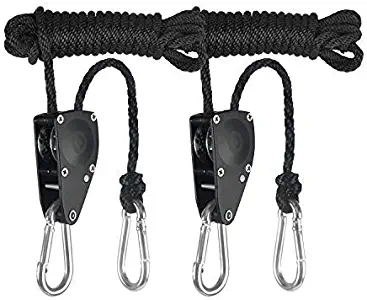iPower GLROPEMG4 1-Pair 1/4 Inch 8-Feet Long Heavy Duty Adjustable Rope Clip Hanger (300lbs Weight Capacity), Black