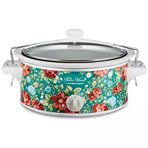 Vintage Floral Turquoise 6 Quart Portable Slow Cooker By Hamilton Beach