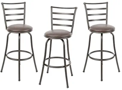 Mainstays Adjustable-Height Swivel Barstool, Hammered Bronze Finish, Set of 3 - Brown