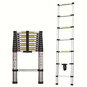 Thickened Aluminum Telescoping Ladder Extension Ladder Multi-Purpose Collapsible Ladder Max Reach 20ft 330 lb Max Capacity (8.5ft(2.6m))