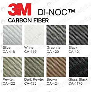 3M CA-1170 DI-NOC GLOSS BLACK CARBON FIBER 4ft x 10ft (40 Sq/ft) Flex Vinyl Wrap Film
