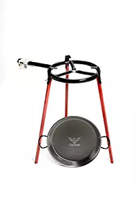 Castevia Complete EcoSet Polished Steel Paella Pan 15-Inch 38cm up to 8 servings + Paella Gas Burner