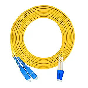 Jeirdus 3Meters 10ft LC to SC Duplex 9/125 Single-Mode Fiber Optic Cable Jumper Optical Patch Cord LC-SC