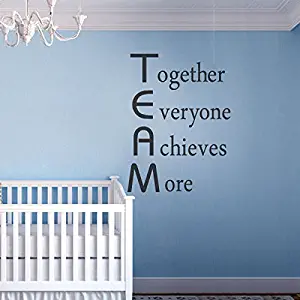 Team Building Wall Decal Inspirational Wall Quote Vinyl Wall Sticker Wall Words Wall Graphic Wall Mural Home Art Decor Together Everyone Achieves More Black
