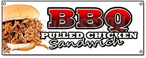 BBQ Pulled Chicken Sandwich Sticker Sign BBQ Sauce Slow Cooker Smoked Barbeque Sticker Sign - Sticker Graphic Sign - Will Stick to Any Smooth Surface