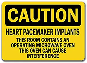 Vintage Tin Sign 12x16in,Pacemaker Implants Room Contains Microwave Oven,Warning Signs Danger Private Property Sign Metal for Outdoor Pre Drilled Safety Metal Signs