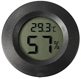 Tronic Grocer Digital Cigar Humidor Hygrometer Thermometer 1 3/4" Inch Round Black Face 001-c