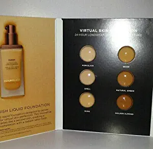 HOURGLASS Vanish Seamless Finish Liquid Foundation Sample Card: Porcelain, Shell, Nude, Beige, Natural Amber and Golden Almond