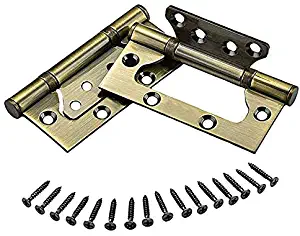 Ranbo 2Pcs Door Hinges - Easy to Install, 4X 3" Stainless Steel Ball Bearing Non-Mortise Interior Door Mobile Home Hinges，Mute Door Hinges for Heavy Weight Door (Silver) (Green Bronze)