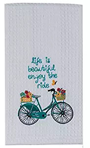 Kay Dee Designs Enjoy The Ride Embroidered Bicycle Waffle Towel Blue