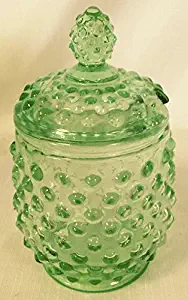 Hobnail Covered Honey Jar or Sugar Jar (Apple Green/Depression Green)