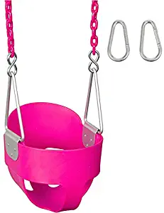 Swing Set Stuff Highback Full Bucket with 5.5' Coated Chain & SSS Logo Sticker, Pink
