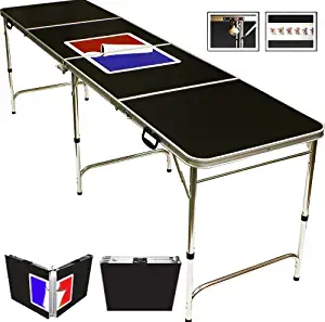 Red Cup Pong Portable Beer Pong Beirut Game Table - 8 Feet Long with Custom Bottle Opener