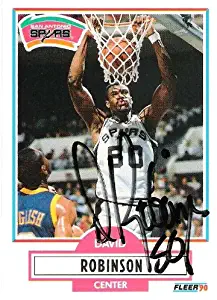 DAVID ROBINSON (THE ADMIRAL) #50 -C- Inducted HOF 2009 Signed 1990 FLEER Basketball Card - Basketball Autographed Cards
