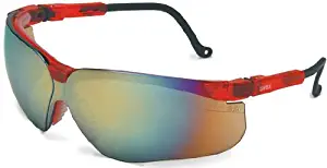 Uvex S3603 Genesis Safety Eyewear, Mercury Red Frame, Gold Mirror Ultra-Dura Hardcoat Lens