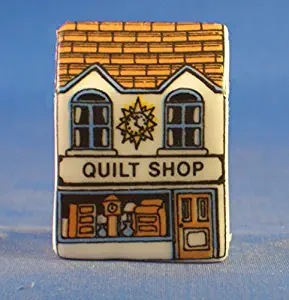 Porcelain China Collectable Thimble - Miniature House Shape - Quilt Shop