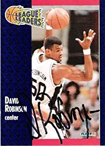 DAVID ROBINSON (THE ADMIRAL) #50 -C- Inducted HOF 2009 Signed 1991 FLEER Basketball Card - Basketball Autographed Cards