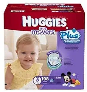 Doaaler(TM) Huggies Little Movers Plus Diapers (Size 3) 198 Ct 16-28lbs Double Grip Strips