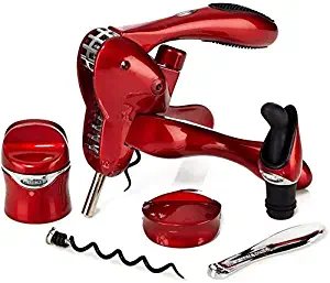 Rabbit Wine Tool Kit, Corkscrew, Foil Cutter, Drip Stop Ring, Bottle Sealer, Wax Remover and Spare Worm