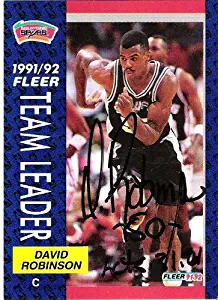 DAVID ROBINSON (THE ADMIRAL) #50 -C- Inducted HOF 2009 Signed 1992 FLEER Basketball Card - Basketball Autographed Cards