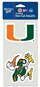 University Of Miami (Florida) Die Cut Decal Set Of Two 4x4