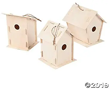 DIY Wooden Birdhouse Kits (Bulk Set of 12) Unfinished Paintable Bird House for Kids