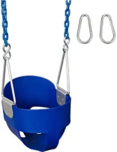 Swing Set Stuff Highback Full Bucket with 5.5' Coated Chain & SSS Logo Sticker, Blue